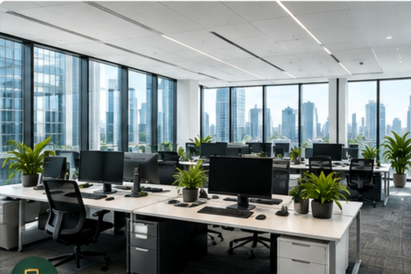 Bright modern professional office prepared for workplace cleaning